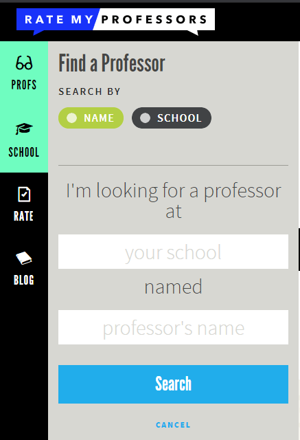 Rate My Professor Find Page